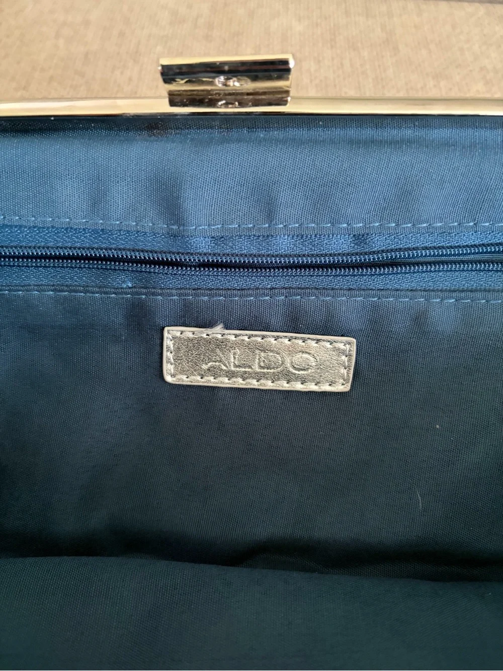 Aldo Metallic Silver Quilted Chain Clutch